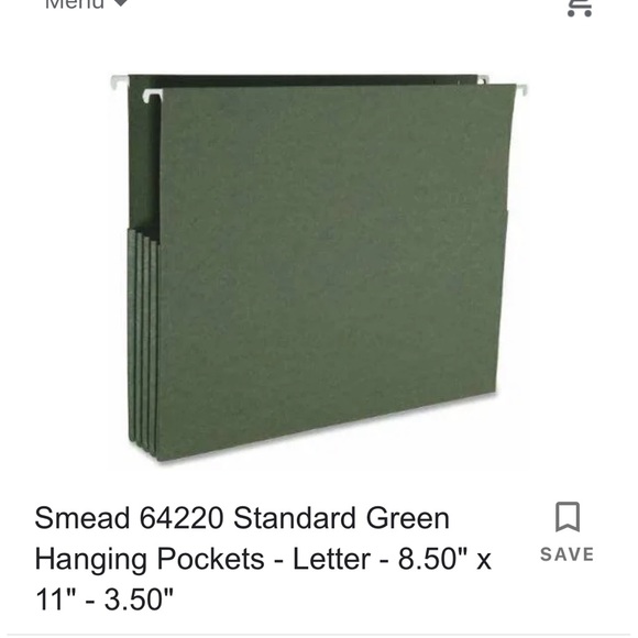 Smead Hanging Pockets w Gusset 1 Section 3.5" Capacity Letter size Box of 10 - Picture 5 of 5